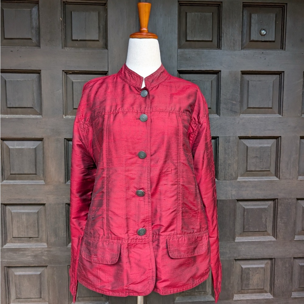 Vintage 90s Chico's Red Silk Jacket